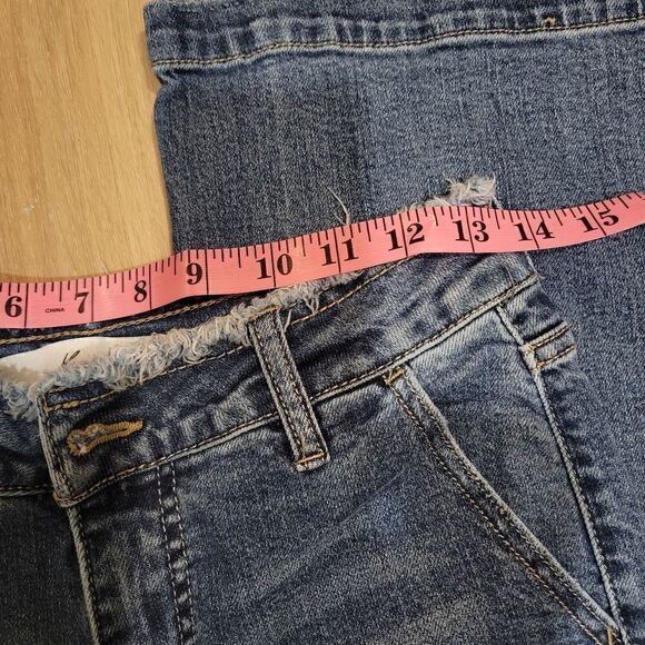 Kancan High Rise Distressed Straight Leg Jeans Raw Hem Waist Frayed - Picture 11 of 14